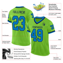 Загрузить изображение в средство просмотра галереи, Custom Neon Green Blue-Navy Mesh Authentic Throwback Football Jersey
