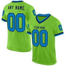 Загрузить изображение в средство просмотра галереи, Custom Neon Green Blue-Navy Mesh Authentic Throwback Football Jersey
