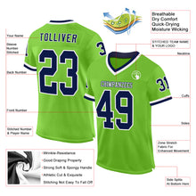 Charger l&#39;image dans la galerie, Custom Neon Green Navy-White Mesh Authentic Throwback Football Jersey
