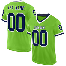 Charger l&#39;image dans la galerie, Custom Neon Green Navy-White Mesh Authentic Throwback Football Jersey
