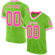 Загрузить изображение в средство просмотра галереи, Custom Neon Green Pink-White Mesh Authentic Throwback Football Jersey
