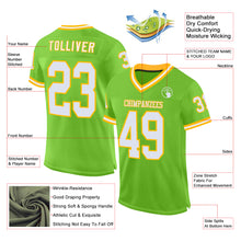 Загрузить изображение в средство просмотра галереи, Custom Neon Green White-Gold Mesh Authentic Throwback Football Jersey
