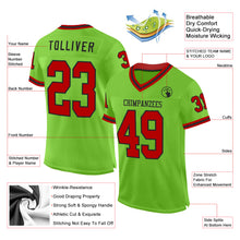 Загрузить изображение в средство просмотра галереи, Custom Neon Green Red-Black Mesh Authentic Throwback Football Jersey
