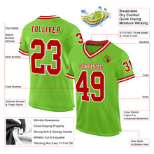 Charger l&#39;image dans la galerie, Custom Neon Green Red-White Mesh Authentic Throwback Football Jersey
