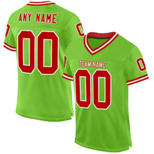 Charger l&#39;image dans la galerie, Custom Neon Green Red-White Mesh Authentic Throwback Football Jersey
