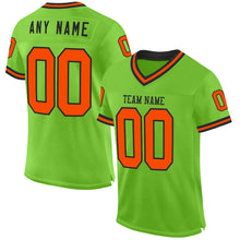 Загрузить изображение в средство просмотра галереи, Custom Neon Green Orange-Black Mesh Authentic Throwback Football Jersey
