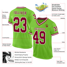 Загрузить изображение в средство просмотра галереи, Custom Neon Green Maroon-White Mesh Authentic Throwback Football Jersey
