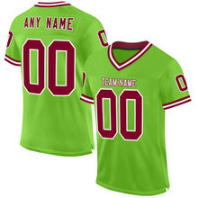 Загрузить изображение в средство просмотра галереи, Custom Neon Green Maroon-White Mesh Authentic Throwback Football Jersey
