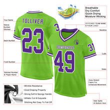 Charger l&#39;image dans la galerie, Custom Neon Green Purple-White Mesh Authentic Throwback Football Jersey
