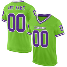 Charger l&#39;image dans la galerie, Custom Neon Green Purple-White Mesh Authentic Throwback Football Jersey
