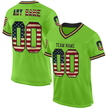 Charger l&#39;image dans la galerie, Custom Neon Green Vintage USA Flag Black-Old Gold Mesh Authentic Throwback Football Jersey
