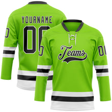 Загрузить изображение в средство просмотра галереи, Custom Neon Green Black-White Hockey Lace Neck Jersey
