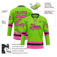 Загрузить изображение в средство просмотра галереи, Custom Neon Green Pink-Black Hockey Lace Neck Jersey
