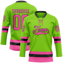 Загрузить изображение в средство просмотра галереи, Custom Neon Green Pink-Black Hockey Lace Neck Jersey
