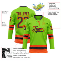 Загрузить изображение в средство просмотра галереи, Custom Neon Green Black-Orange Hockey Lace Neck Jersey
