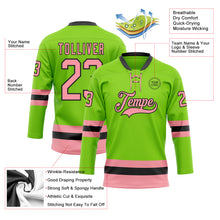 Загрузить изображение в средство просмотра галереи, Custom Neon Green Medium Pink-Black Hockey Lace Neck Jersey
