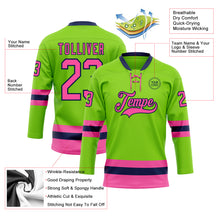 Загрузить изображение в средство просмотра галереи, Custom Neon Green Pink-Navy Hockey Lace Neck Jersey
