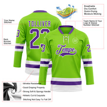 Загрузить изображение в средство просмотра галереи, Custom Neon Green Purple-White Hockey Lace Neck Jersey
