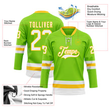 Загрузить изображение в средство просмотра галереи, Custom Neon Green White-Yellow Hockey Lace Neck Jersey
