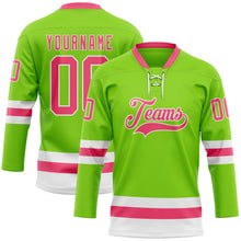 Загрузить изображение в средство просмотра галереи, Custom Neon Green Neon Pink-White Hockey Lace Neck Jersey
