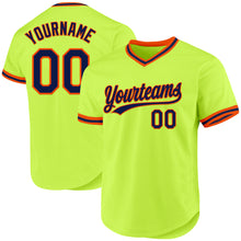 Загрузить изображение в средство просмотра галереи, Custom Neon Green Navy-Orange Authentic Throwback Baseball Jersey
