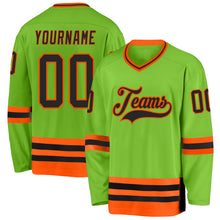 Charger l&#39;image dans la galerie, Custom Neon Green Black-Orange Hockey Jersey
