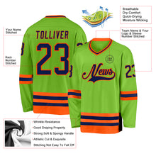 Charger l&#39;image dans la galerie, Custom Neon Green Navy-Orange Hockey Jersey
