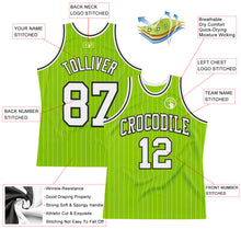 Charger l&#39;image dans la galerie, Custom Neon Green White Pinstripe Black Authentic Throwback Basketball Jersey
