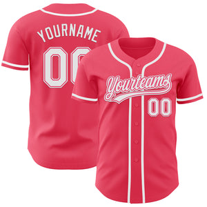 Custom Neon Pink White Authentic Baseball Jersey