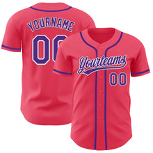 Загрузить изображение в средство просмотра галереи, Custom Neon Pink Purple-White Authentic Baseball Jersey
