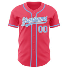 Загрузить изображение в средство просмотра галереи, Custom Neon Pink Light Blue-White Authentic Baseball Jersey
