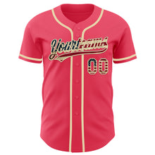 Charger l&#39;image dans la galerie, Custom Neon Pink Vintage USA Flag-Cream Authentic Baseball Jersey
