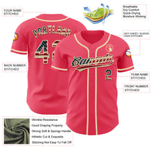 Load image into Gallery viewer, Custom Neon Pink Vintage USA Flag-Cream Authentic Baseball Jersey
