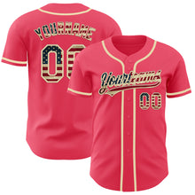 Load image into Gallery viewer, Custom Neon Pink Vintage USA Flag-Cream Authentic Baseball Jersey
