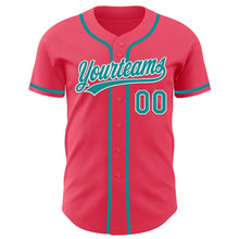 Laden Sie das Bild in den Galerie-Viewer, Custom Neon Pink Teal-White Authentic Baseball Jersey
