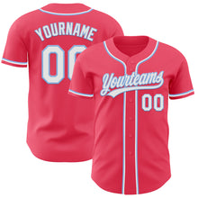 Загрузить изображение в средство просмотра галереи, Custom Neon Pink Light Blue-White Authentic Baseball Jersey
