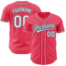 Загрузить изображение в средство просмотра галереи, Custom Neon Pink Black-Light Blue Authentic Baseball Jersey
