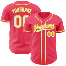 Charger l&#39;image dans la galerie, Custom Neon Pink White-Yellow Authentic Baseball Jersey
