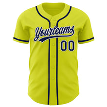 Загрузить изображение в средство просмотра галереи, Custom Neon Yellow Navy-White Authentic Baseball Jersey
