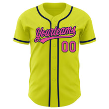 Загрузить изображение в средство просмотра галереи, Custom Neon Yellow Pink-Navy Authentic Baseball Jersey
