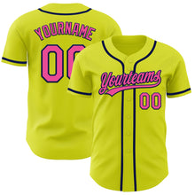 Загрузить изображение в средство просмотра галереи, Custom Neon Yellow Pink-Navy Authentic Baseball Jersey
