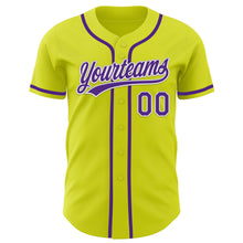 Charger l&#39;image dans la galerie, Custom Neon Yellow Purple-White Authentic Baseball Jersey
