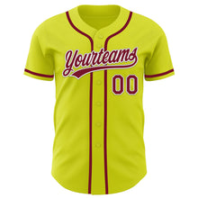 Charger l&#39;image dans la galerie, Custom Neon Yellow Crimson-White Authentic Baseball Jersey
