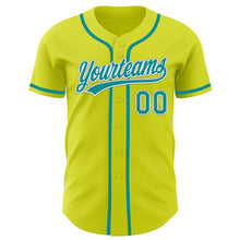 Charger l&#39;image dans la galerie, Custom Neon Yellow Teal-White Authentic Baseball Jersey
