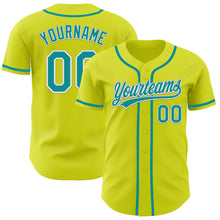 Charger l&#39;image dans la galerie, Custom Neon Yellow Teal-White Authentic Baseball Jersey
