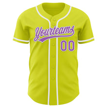 Charger l&#39;image dans la galerie, Custom Neon Yellow Medium Purple-White Authentic Baseball Jersey
