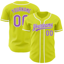 Charger l&#39;image dans la galerie, Custom Neon Yellow Medium Purple-White Authentic Baseball Jersey
