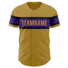 Charger l&#39;image dans la galerie, Custom Old Gold Purple-Black Authentic Baseball Jersey
