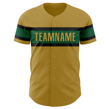 Load image into Gallery viewer, Custom Old Gold Kelly Green-Black Authentic Baseball Jersey
