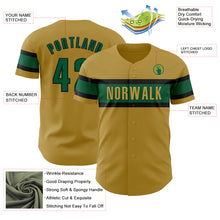 Загрузить изображение в средство просмотра галереи, Custom Old Gold Kelly Green-Black Authentic Baseball Jersey
